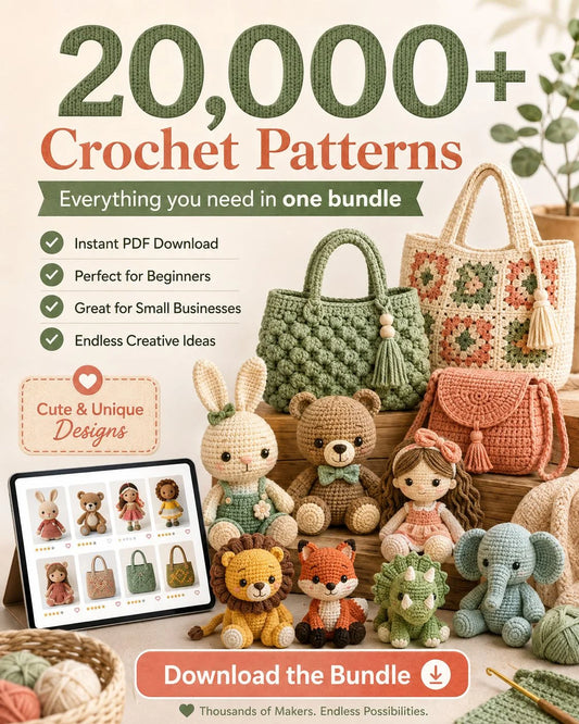 20,000+ Crochet Patterns Bundle (PDF) , Instant Digital Download .